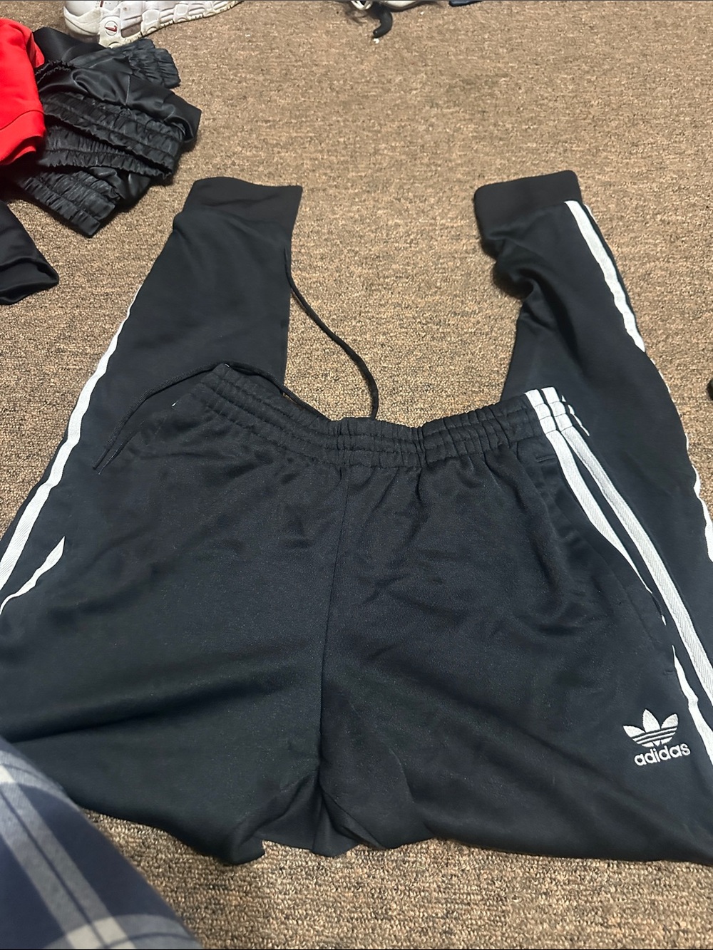 adidas Black Joggers with White Three-Stripe Detail